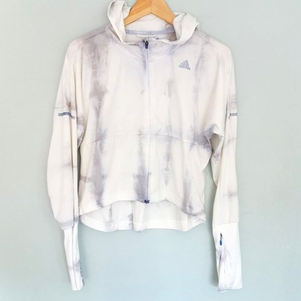 Adidas Cropped Hooded Jacket Custom Tie Dye Shibori Size Small